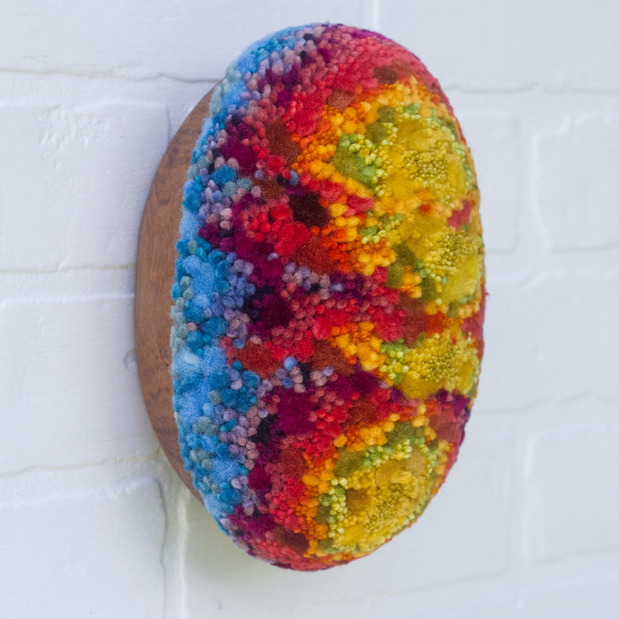 Puff "Loaff" in Vintage Teak Frame | Rainbow