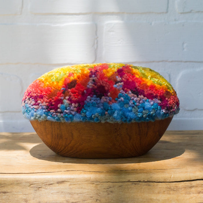Puff "Loaff" in Vintage Teak Frame | Rainbow