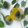 Puff Trio | Bamboo Bowls in 3 Sizes with Mustard + Green Puffs