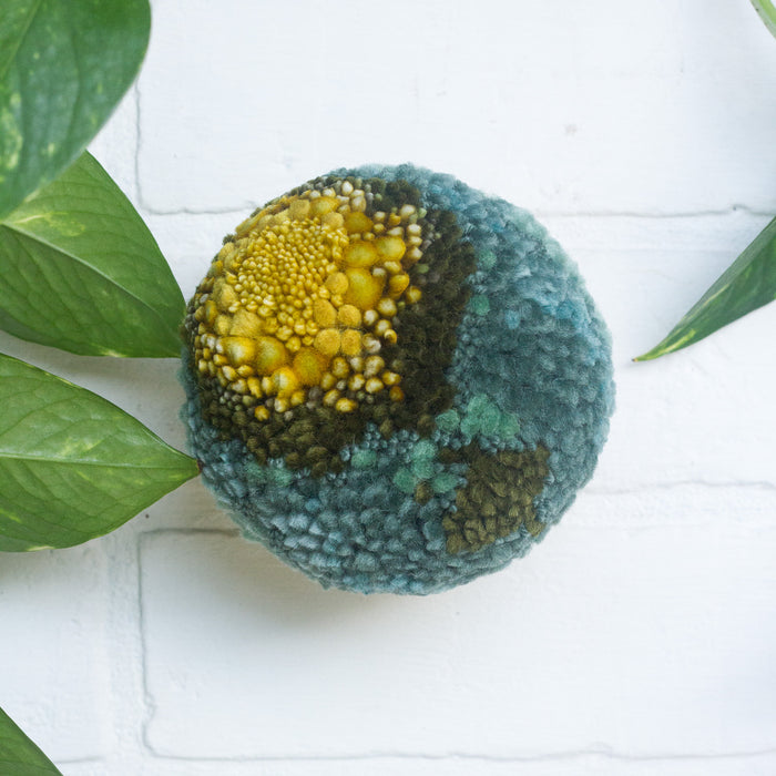 Puff Trio | Bamboo Bowls in 3 Sizes with Mustard + Green Puffs