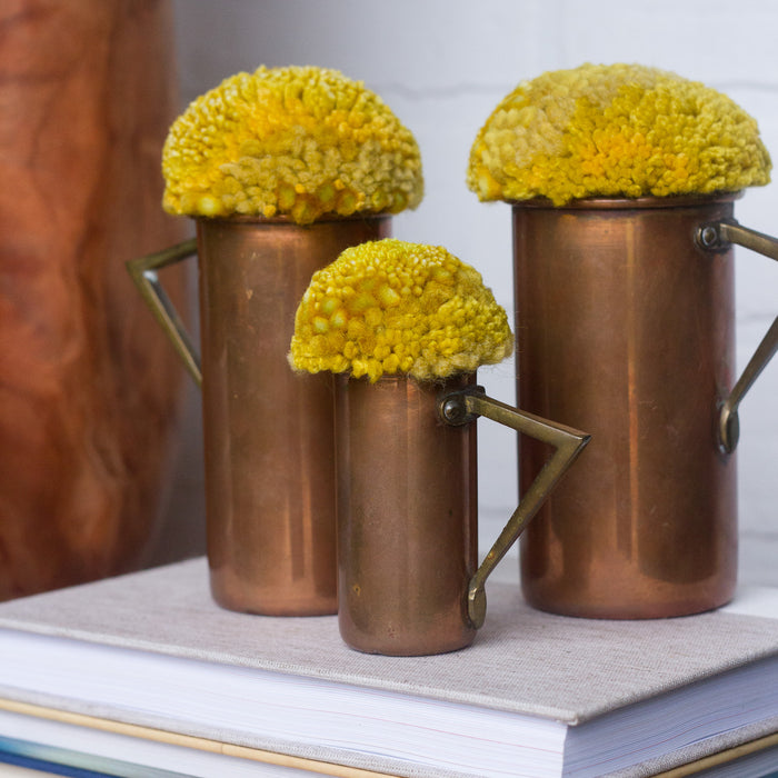 Puff Trio | Vintage Copper Measuring Cups with Mustard Puff