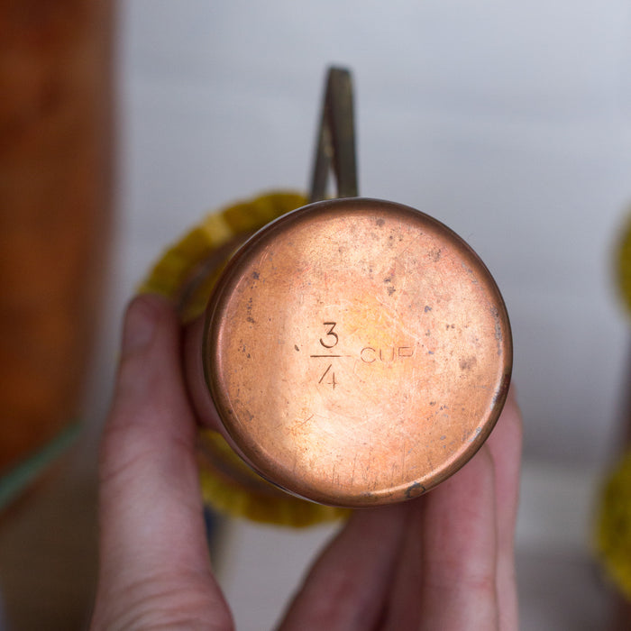 Puff Trio | Vintage Copper Measuring Cups with Mustard Puff