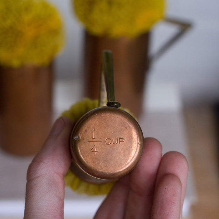 Puff Trio | Vintage Copper Measuring Cups with Mustard Puff