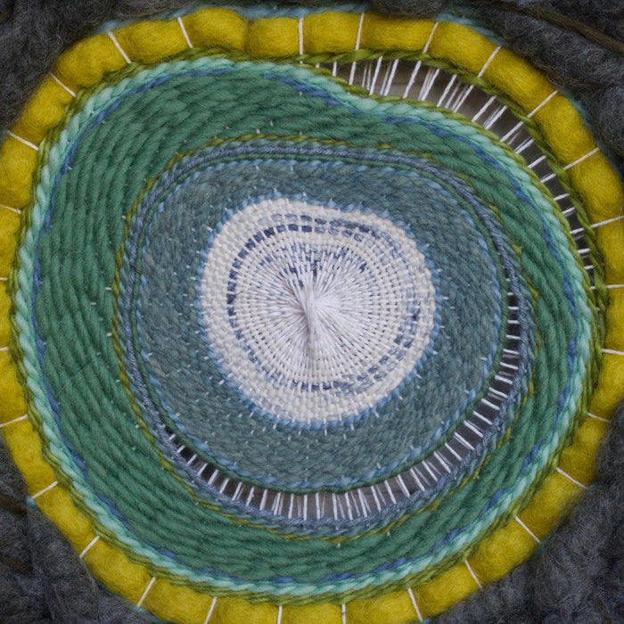 Round Woven Wall Hanging | Greens + Blues on Steel Hoop