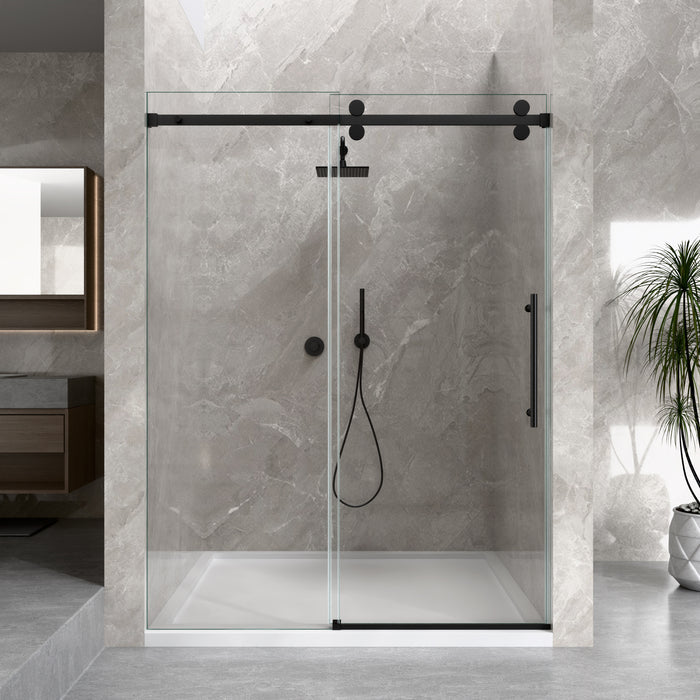 SD05-4 Frameless Single Sliding Shower Door Hardware Kits With Slim Square Rails & Four Rollers