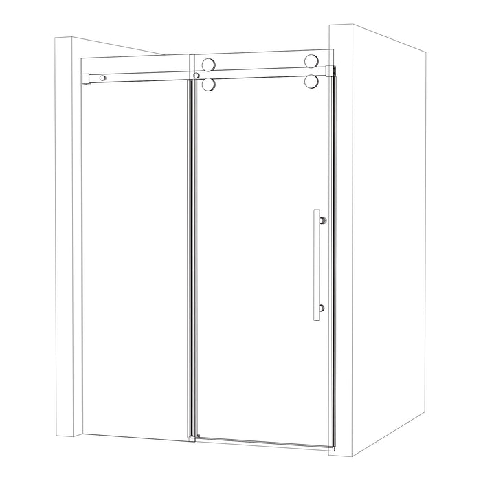 SD05-4 Frameless Single Sliding Shower Door Hardware Kits With Slim Square Rails & Four Rollers
