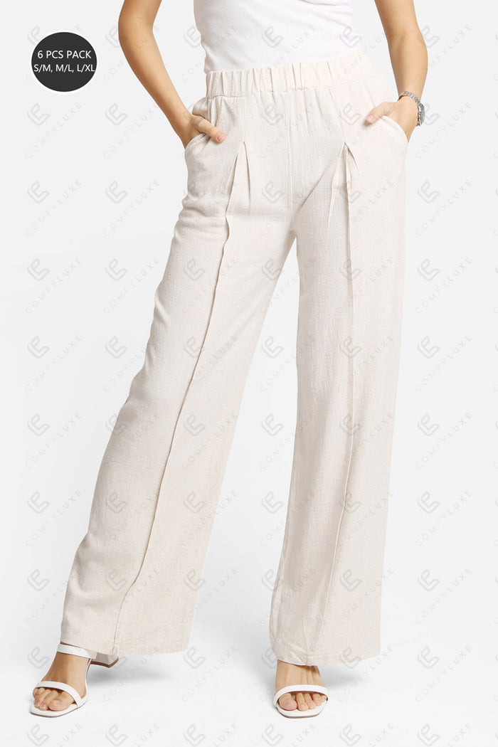 SOLID COLOR PANTS BEIGE APPAREL