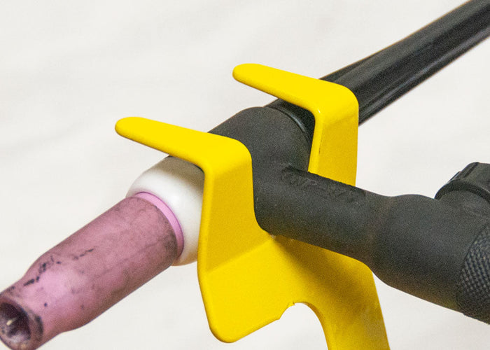 StrongHand MRT100 ReadyRest deep-bend torch support detail; torch shown for demonstration.