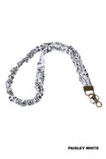 Trendy Scrunchie Lanyard: Paisley White
