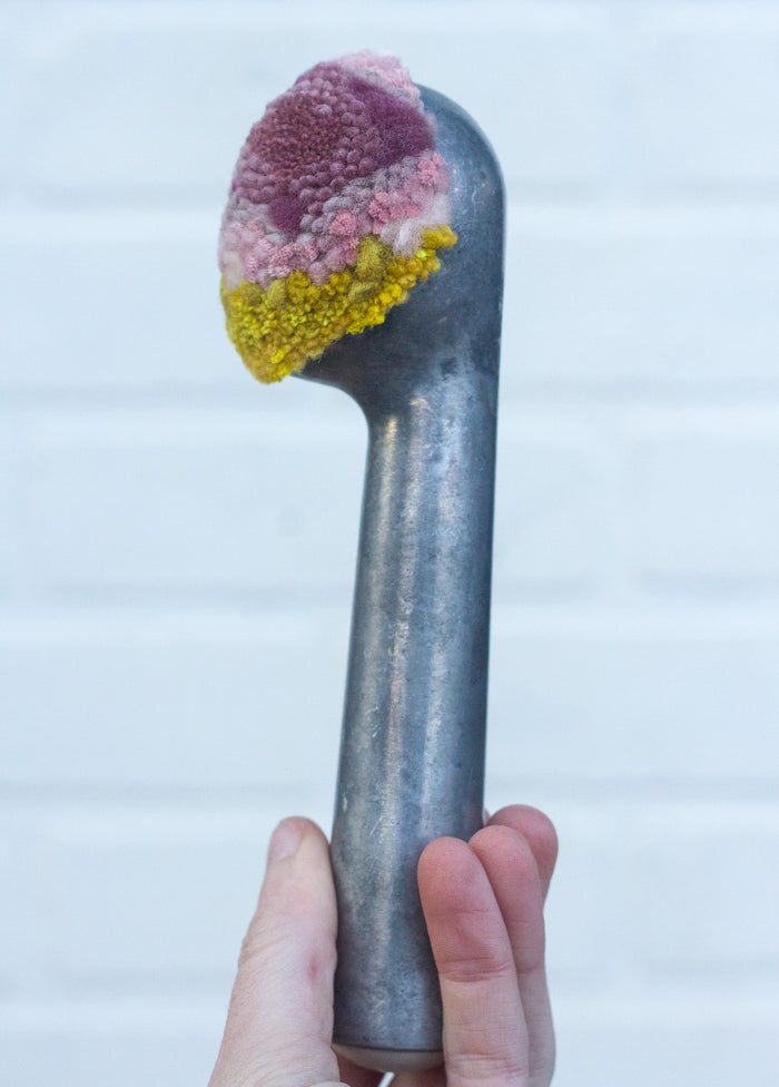 Vintage Chunky Handle Ice Cream Scoop | Mauve + Mustard, White Bottom