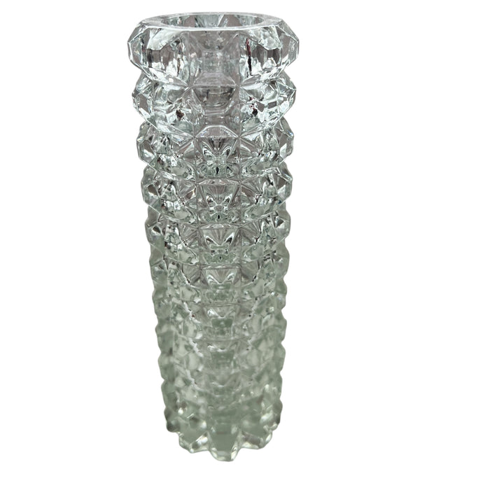 Vintage Cube Textured Cylinder Crystal Bud Vase