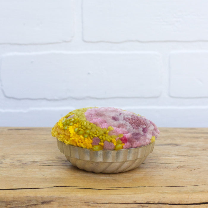 Vintage Jell-O Mold Puff Sculpture: Pink + Yellow