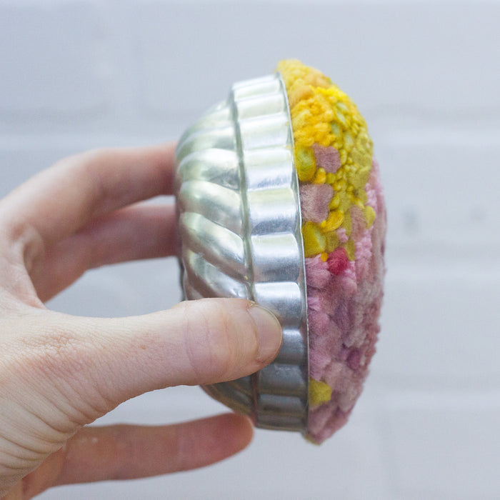 Vintage Jell-O Mold Puff Sculpture: Pink + Yellow