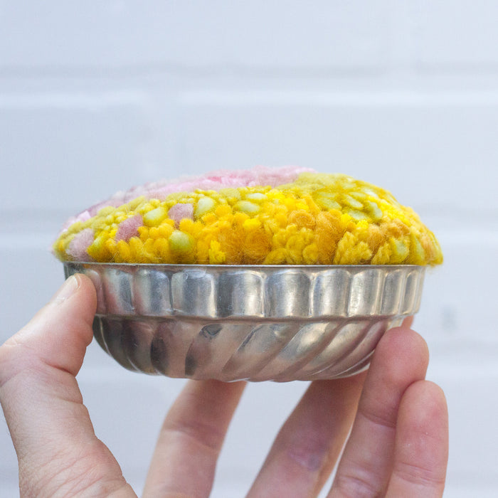 Vintage Jell-O Mold Puff Sculpture: Pink + Yellow