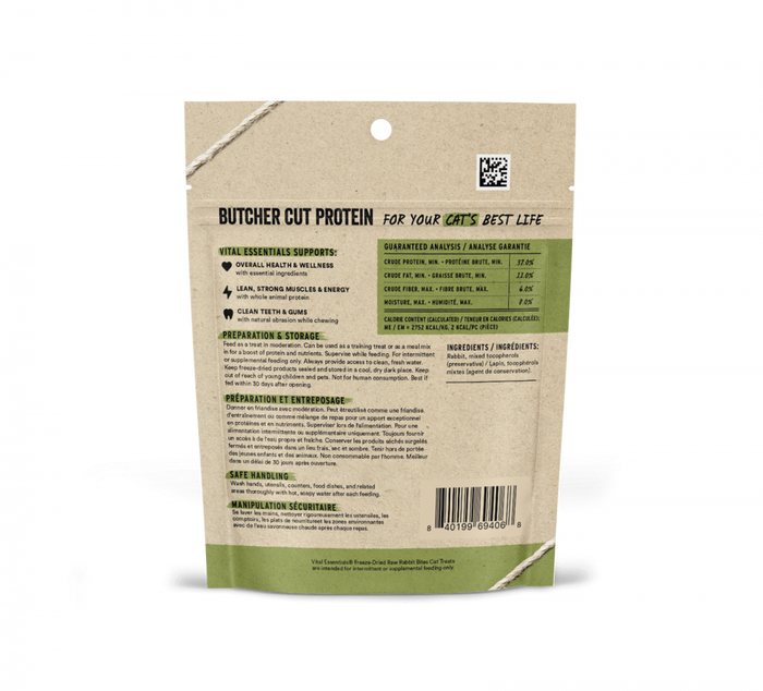 Vital Essentials Vital Cat Freeze Dried Grain Free Rabbit Bites Cat Treats